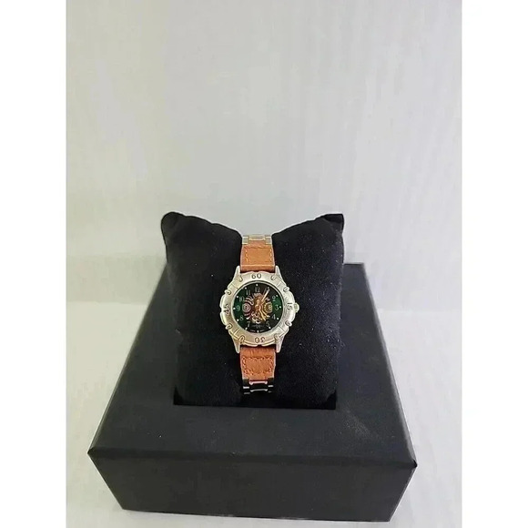 Womens LA Express Skeleton Gold Silver Tone Watch Leather Metal Band New Battery - Picture 2 of 8